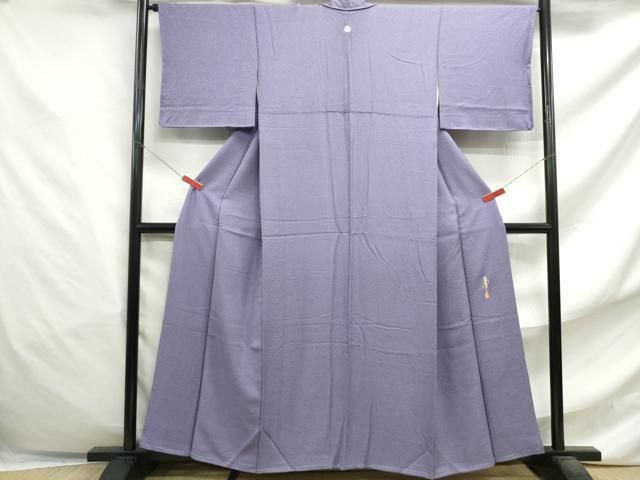 平和屋着物□本草木染作家 瑞寶 色無地 霞地紋 浅紫色 正絹 逸品