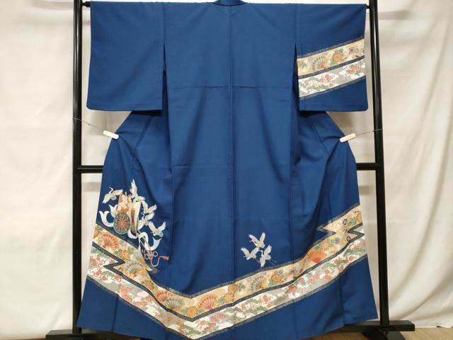 平和屋着物■訪問着　飛鶴御所車文　檜扇花文　金彩　胴抜き仕立て　洗える着物　CABF9753ev