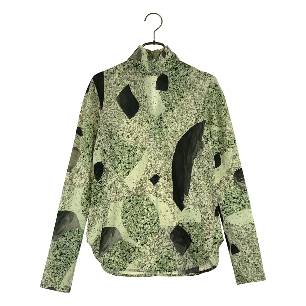 【美品】 Mame Kurogouchi / マメクロゴウチ | 2025AW | Marble Print Jersey High Neck Top プリント トップス | 1 | グリーン | レディース