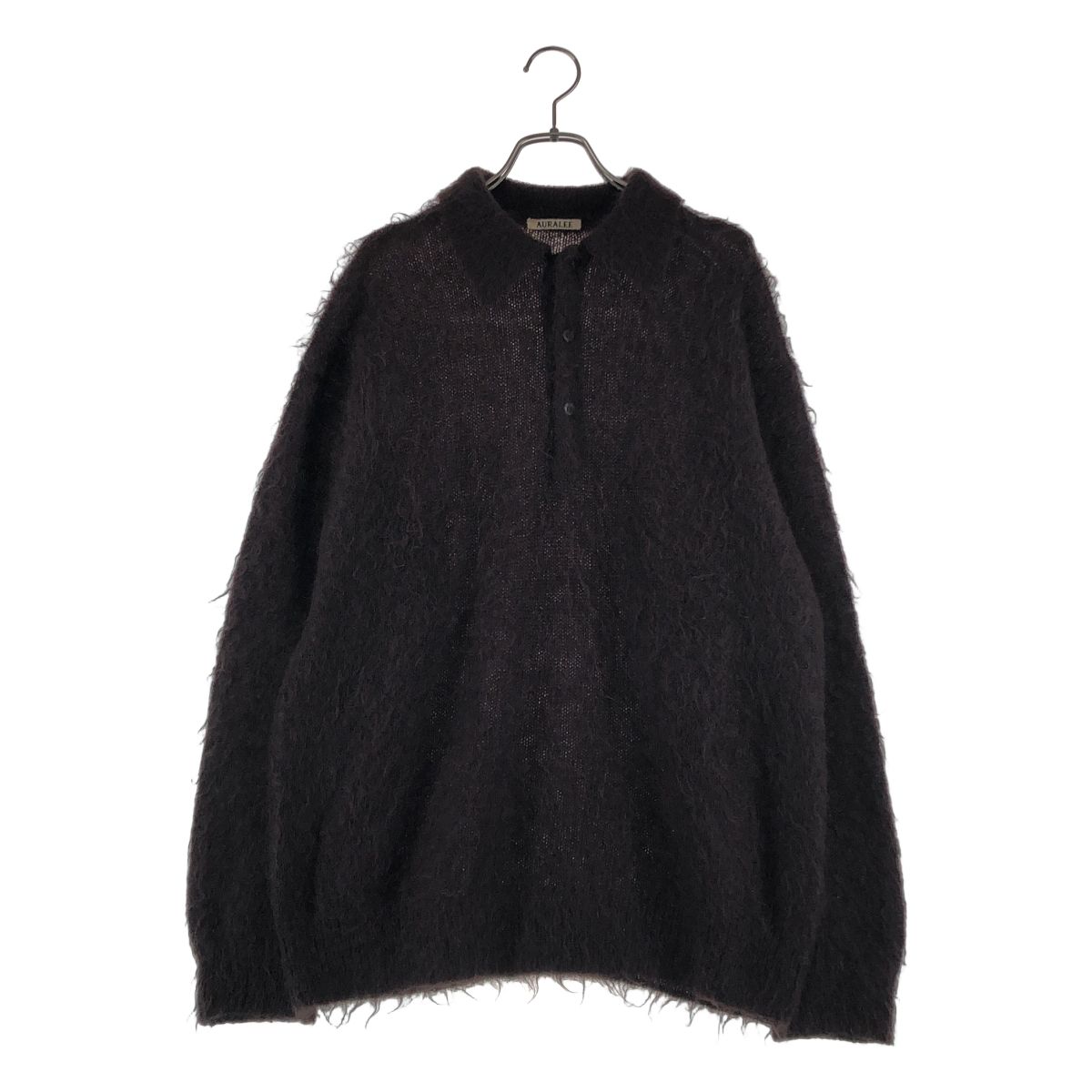 AURALEE / オーラリー | 2022AW | BRUSHED SUPER KID MOHAIR KNIT POLO モヘヤ ニットポロ | 4 | ブラウン | メンズ
