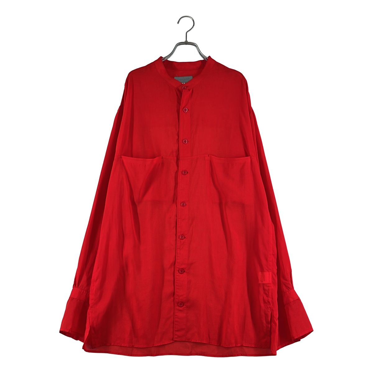 YOHJI YAMAMOTO POUR HOMME / ヨウジヤマモトプールオム | 2022SS | パネルポケット バンドカラーシャツ | 3 | レッド | メンズ