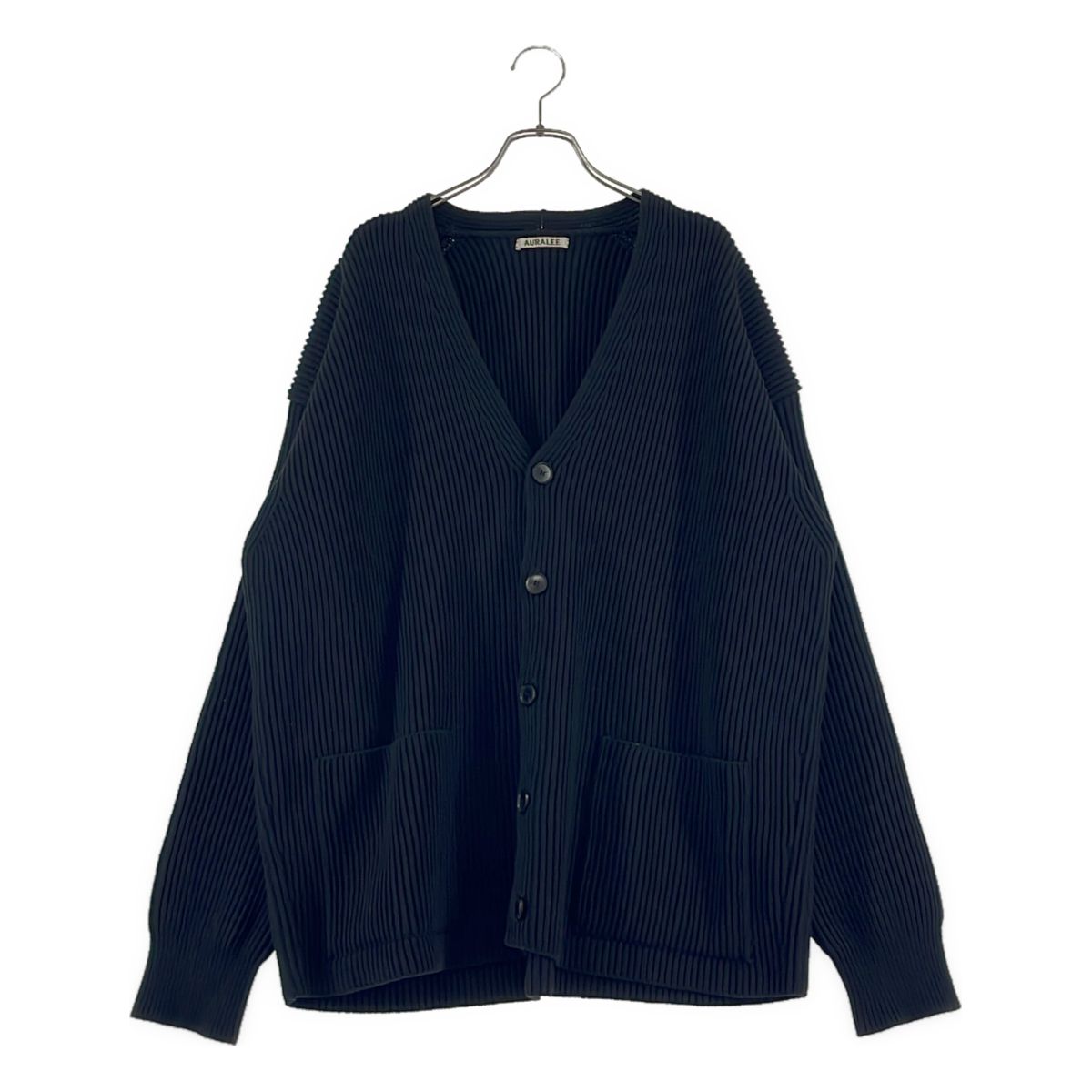 【美品】 AURALEE / オーラリー | 2022AW | Super Fine Wool Rib Knit Big Cardigan / スーパーファインウール リブニット ビッグカーディガン | 4 | ブラック | メンズ