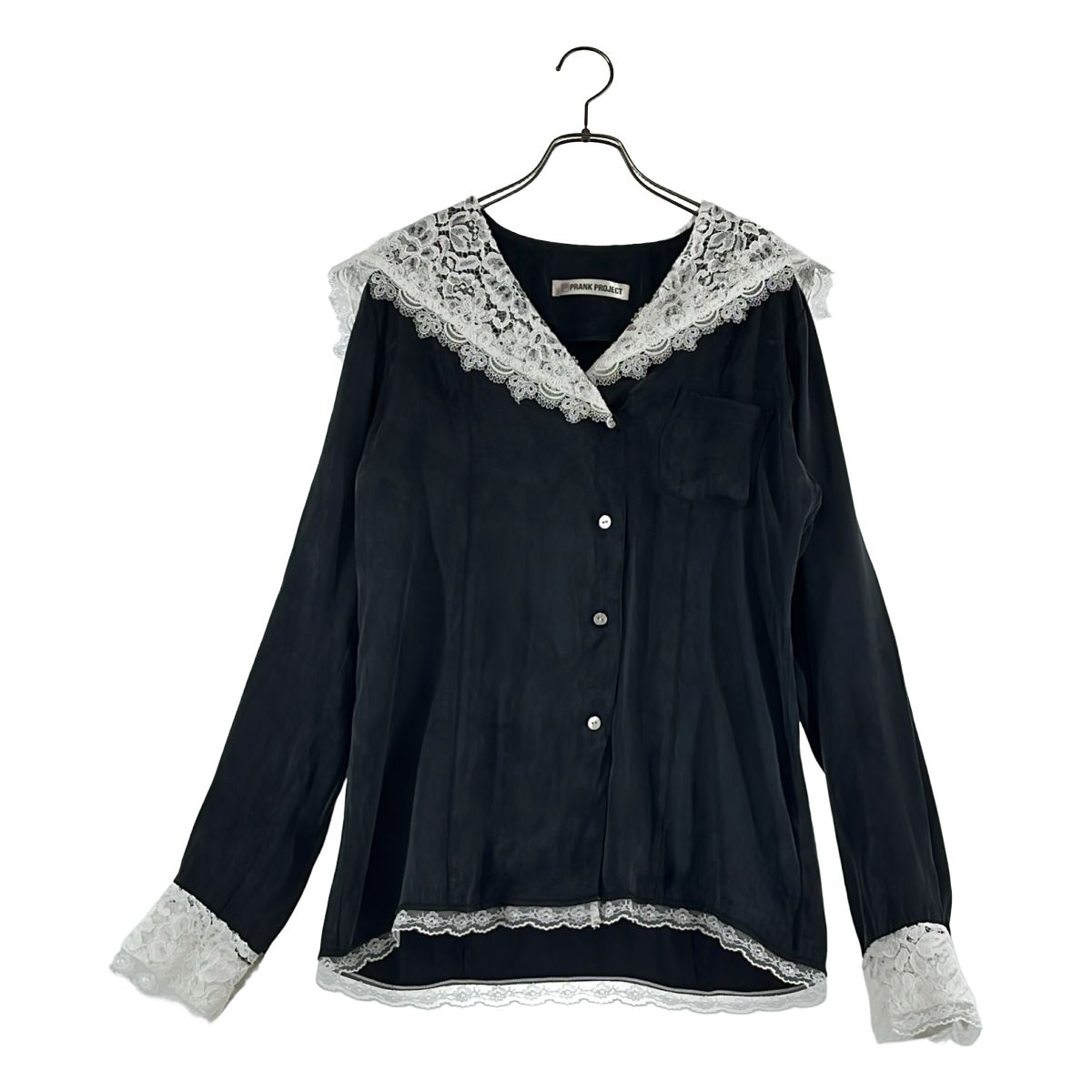 PRANK PROJECT / プランクプロジェクト | Lace Collar Shirt レースカラーシャツ | F | ブラック/ホワイト | レディース