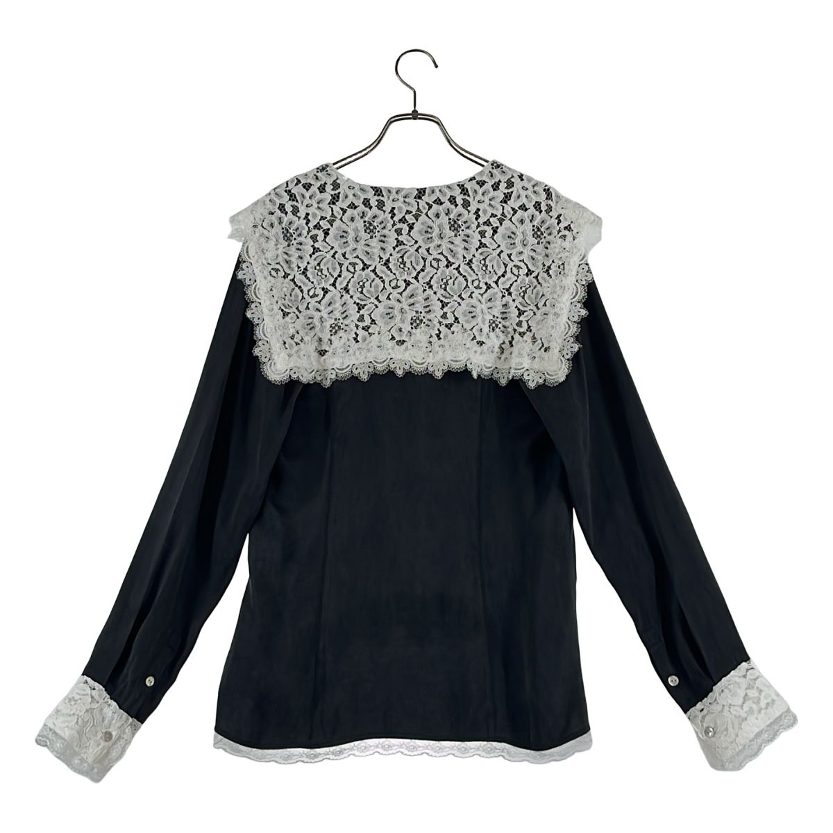 PRANK PROJECT / プランクプロジェクト | Lace Collar Shirt レースカラーシャツ | F | ブラック/ホワイト | レディース