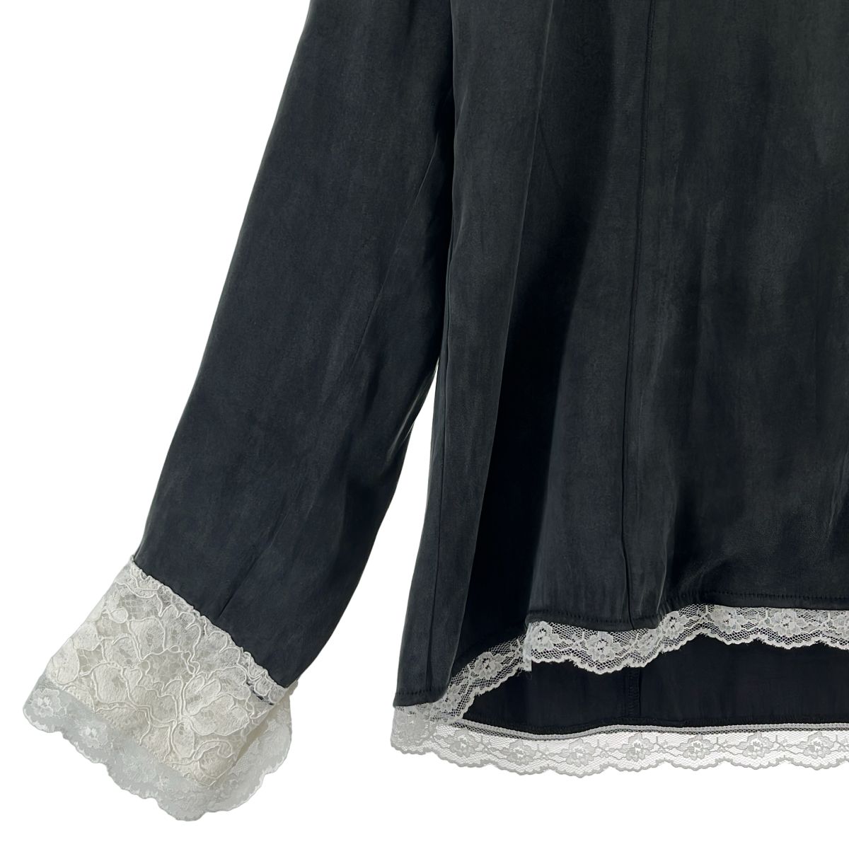 PRANK PROJECT / プランクプロジェクト | Lace Collar Shirt レースカラーシャツ | F | ブラック/ホワイト | レディース