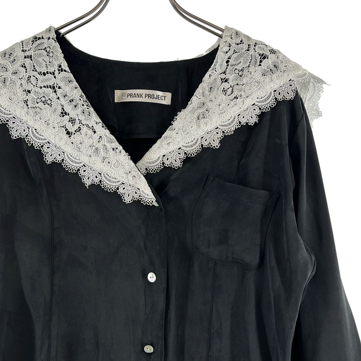 PRANK PROJECT / プランクプロジェクト | Lace Collar Shirt レースカラーシャツ | F | ブラック/ホワイト | レディース