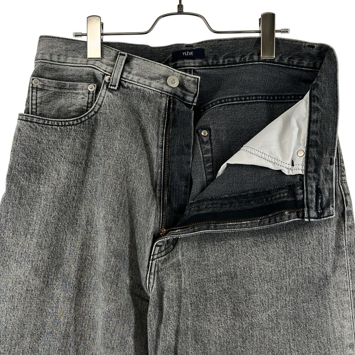 YLÈVE グレー デニムバギーパンツ　1 美品】 YLEVE / イレーヴ | 13.5oz DENIM BAGGY FADE / ブラックデニム