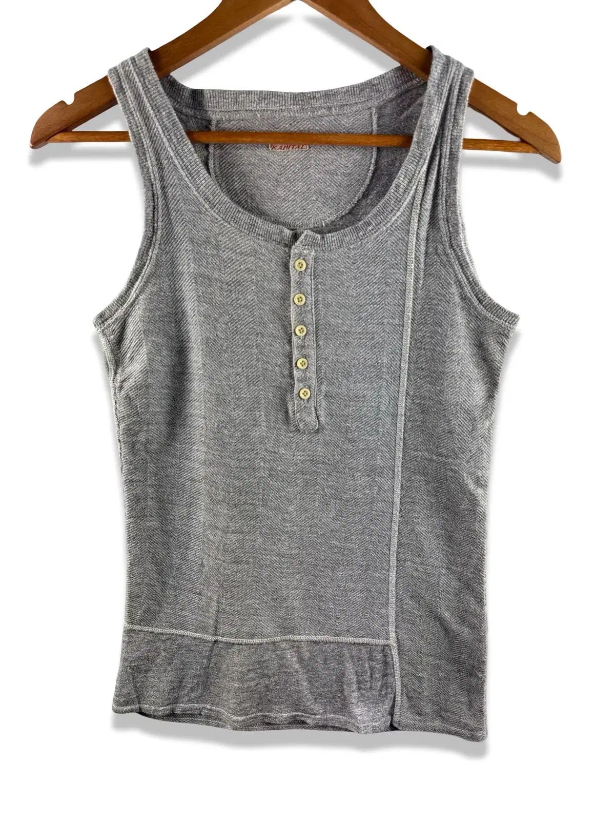 キャピタル ヘリンボン Rib Henley Sleeveless3371