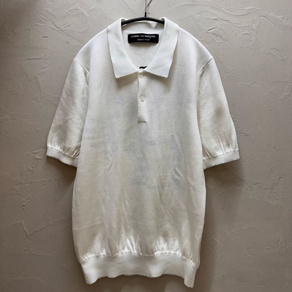 COMME des GARCONS HOMME PLUS コムデギャルソンオムプリュス 04AW Knit Polo Shirt ポロシャツ PM-N030 オフホワイト size:-【代官山B05】