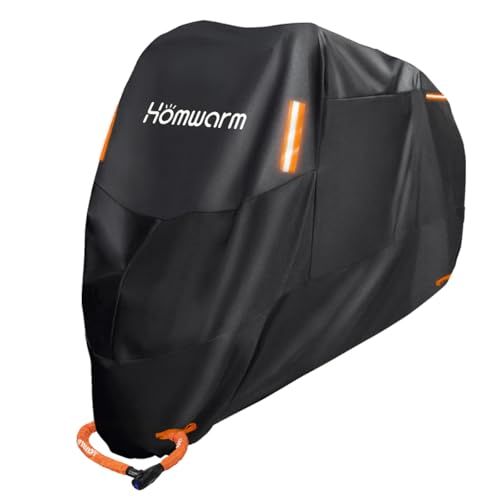 Homwarm バイクカバー 300D厚手 防水 紫外線防止 収納バッグ付き(XXXL, ブラック)kk afb4c34a
