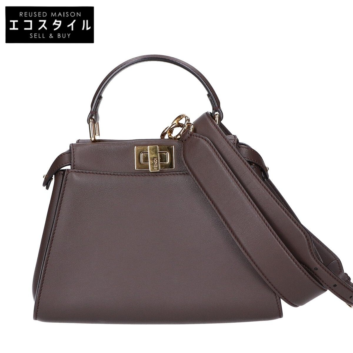 FENDI　フェンディ　8BN244 ブラウン ピーカブーミニ ショルダーバッグ　-