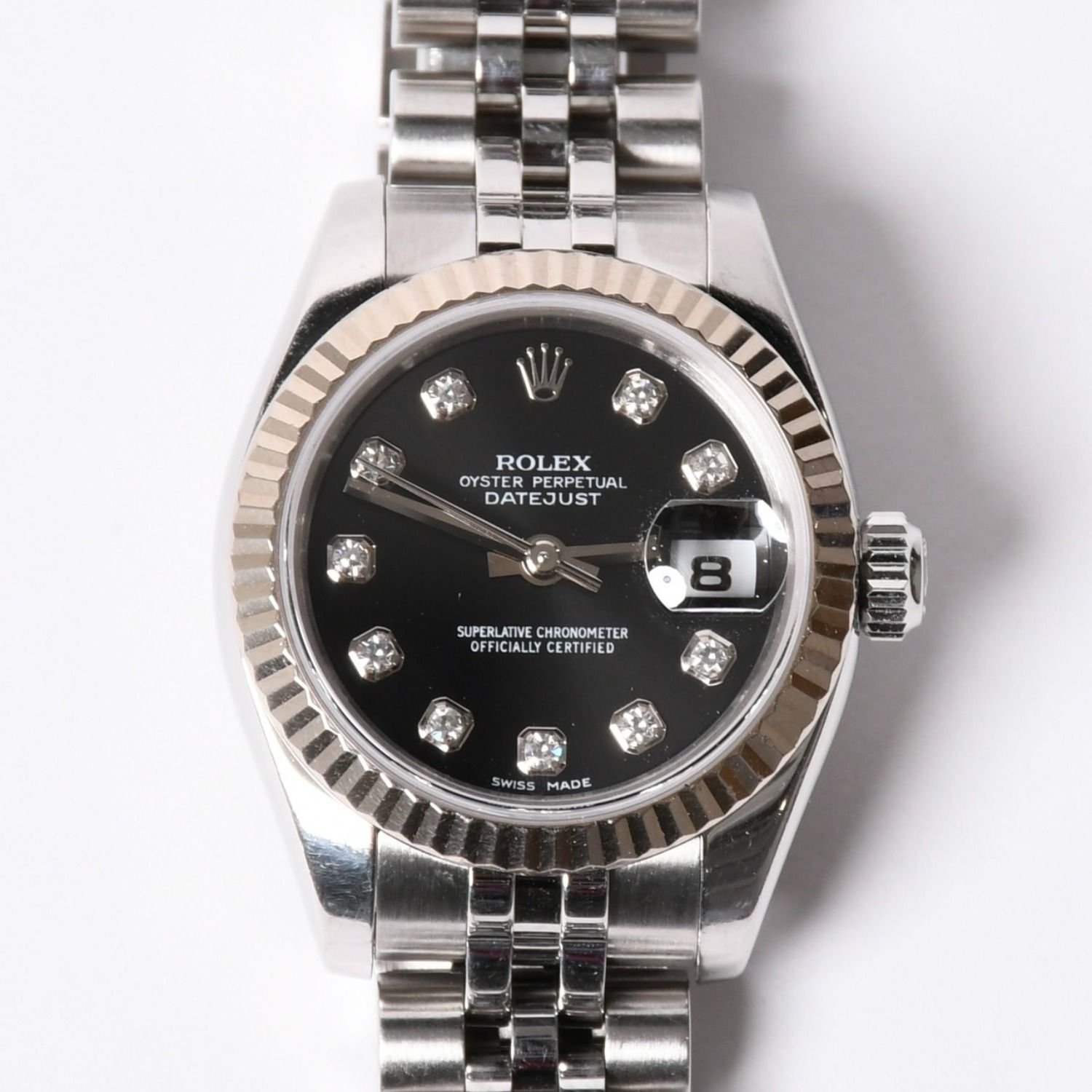 極美品 ROLEX ロレックス 腕時計 デイトジャスト 179174G D番 10P K18ホワイトゴールド ブラック文字盤 中古 4a001787