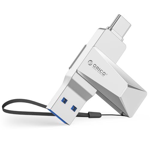 ORICO USBメモリ 128GB - スマートフォンやノートパソコン向けに設計された超薄型usbメモリ タイプc、回転式 USB 3.2 高速 最大読出速度150MB/s 金属製 軽量&耐久性 - CB05t