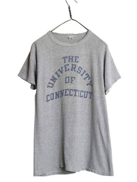 60s USA製 ★ チャンピオン 4段 染込み カレッジ プリント Tシャツ メンズ M 程/ ヴィンテージ プロダクツタグ シングルステッチ 霜降り 灰