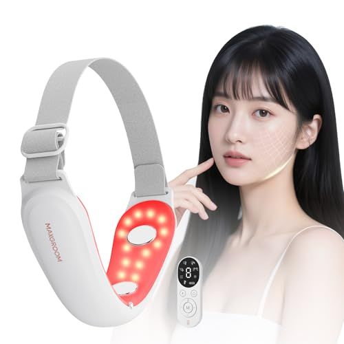 MAXGROOM 美顔器 EMS リフトケア 小顔ベルト フェイスベルト 光エステ 【4モード＋EMS＋温感＋2色LED光＋9段階＋リモコン付き】美容グッズ フェイスライン USB充電式 自宅 男女兼用 ギフト プレゼント 2026 母の日 誕生日AR