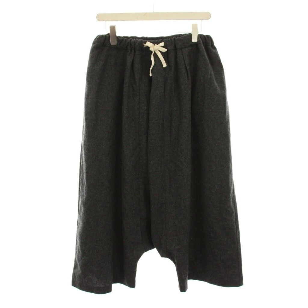 ミズイロインド mizuiro ind サルエルパンツ ウール混 2 グレー 無地 /YM