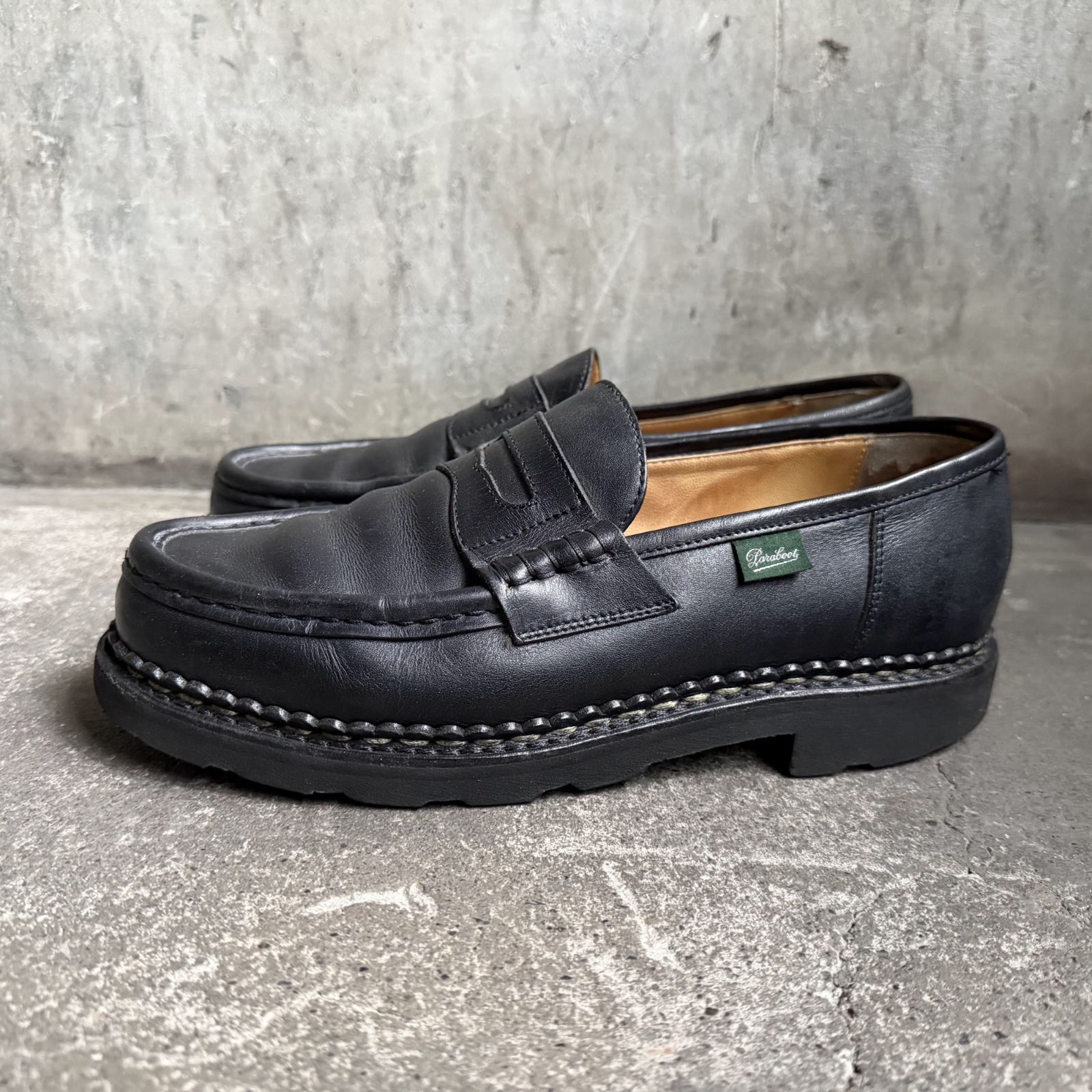 Paraboot REIMS ローファー MARCHEⅡソール ブラック UK7 パラブーツ ランス レザーシューズ 革靴