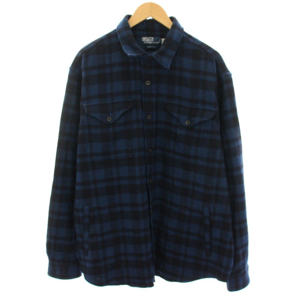 ポロ バイ ラルフローレン Polo by Ralph Lauren ネルシャツ 長袖 チェック柄 XXL 青 ブルー 黒 ブラック MNPOWOV16822789 /YT
