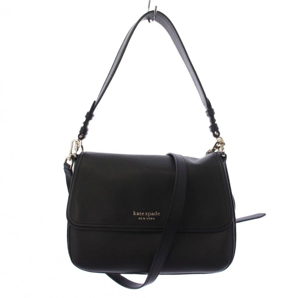 ケイトスペード KATE SPADE ハドソン ミディアム コンバーチブル フラップ ショルダーバッグ ハンドバッグ 2WAY レザー 黒 ブラック /BM