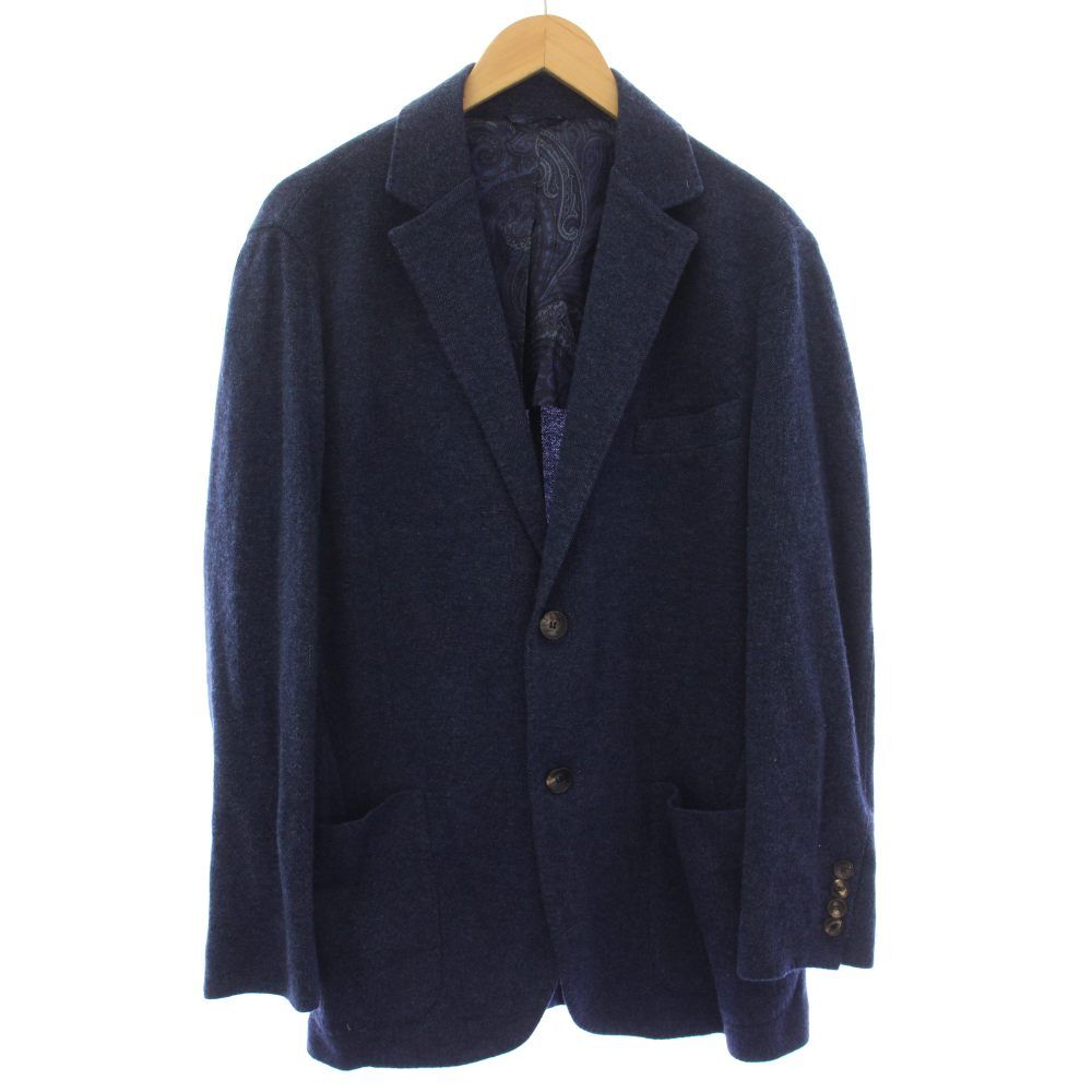 エトロ ETRO カシミヤ100％ テーラードジャケット シングル 背抜き XL 紺 ネイビー 211-1N101-9950 /TK