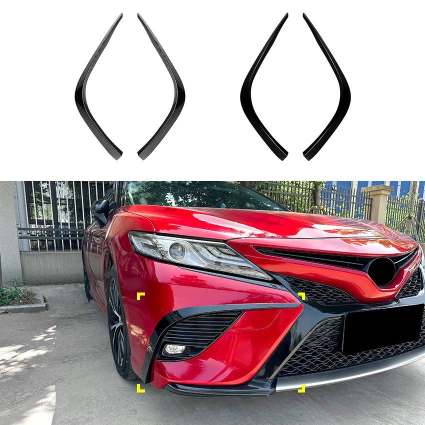 Toyota Camry トヨタ・カムリ 2018-2020運動版専用フロントカナード ABS製 カーボン調/ピアノブラック 2色 ドレスアップ効果抜群 走行安定性向上 高級感アップ 簡単取付 送料無料