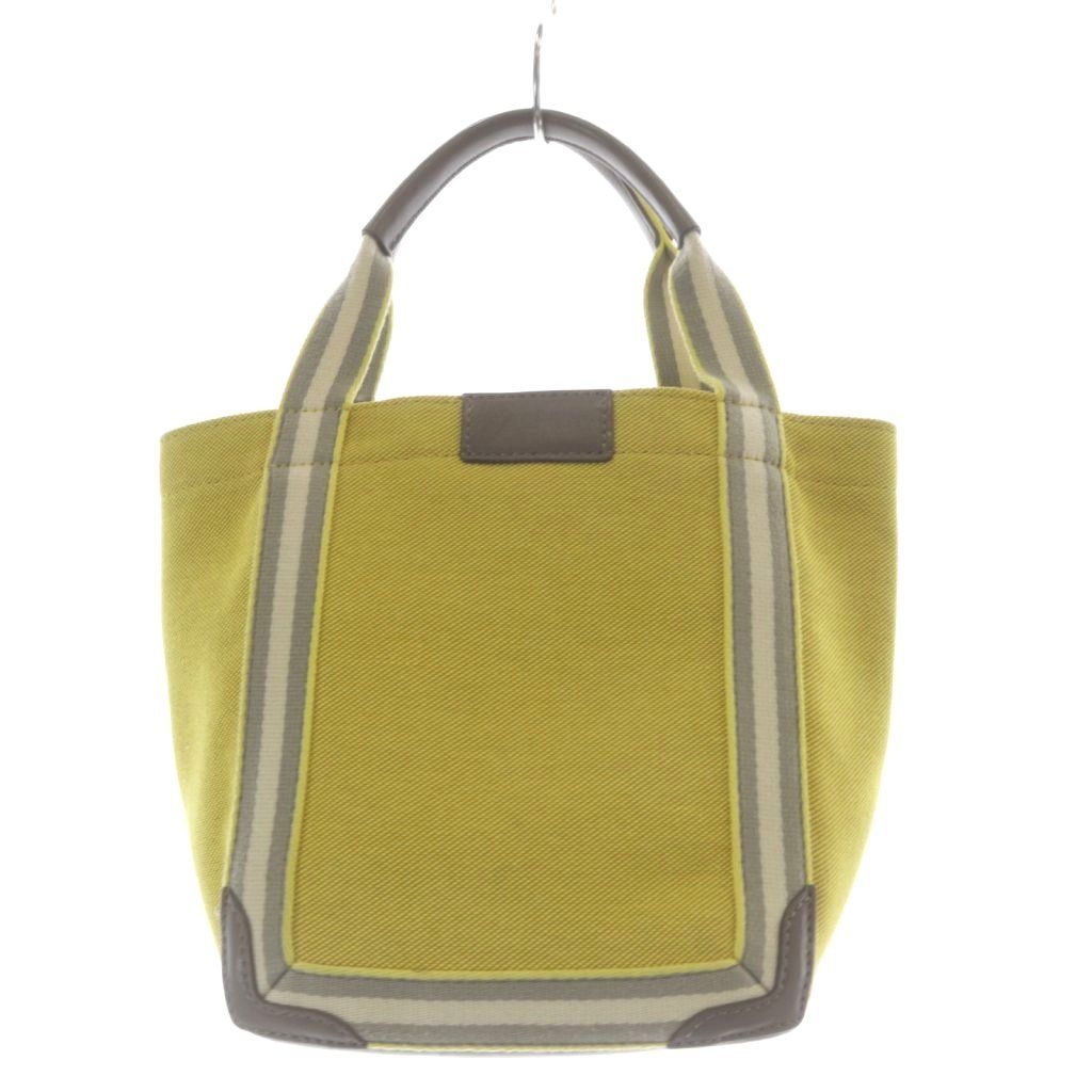 アニヤハインドマーチ ANYA HINDMARCH ストライプキャンバスミニトートバッグ ハンドバッグ 黄色