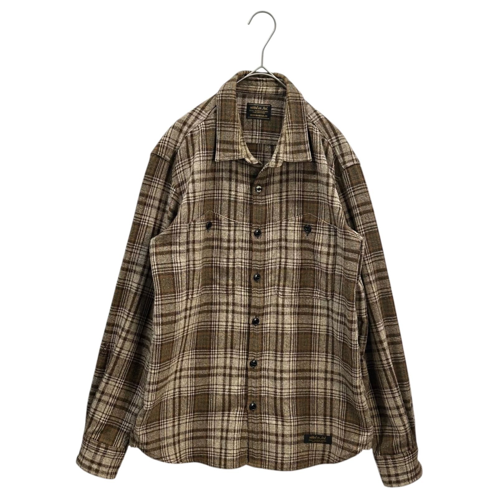 NEIGHBORHOOD(ネイバーフッド) 2013AW O-JACK/WE-SHIRT.LS 長袖 オンブレ チェック ウール シャツ 132SPNH-SHM03 M ブラウン