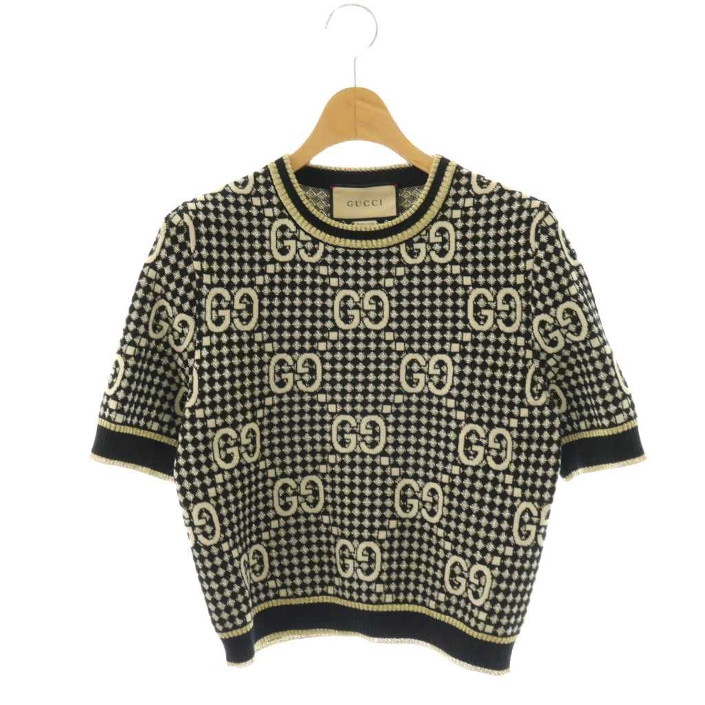 グッチ GUCCI 23SS GGラメジャガードハーフスリーブニット カットソー 五分袖 XS マルチカラー 743322 /DO ■OS