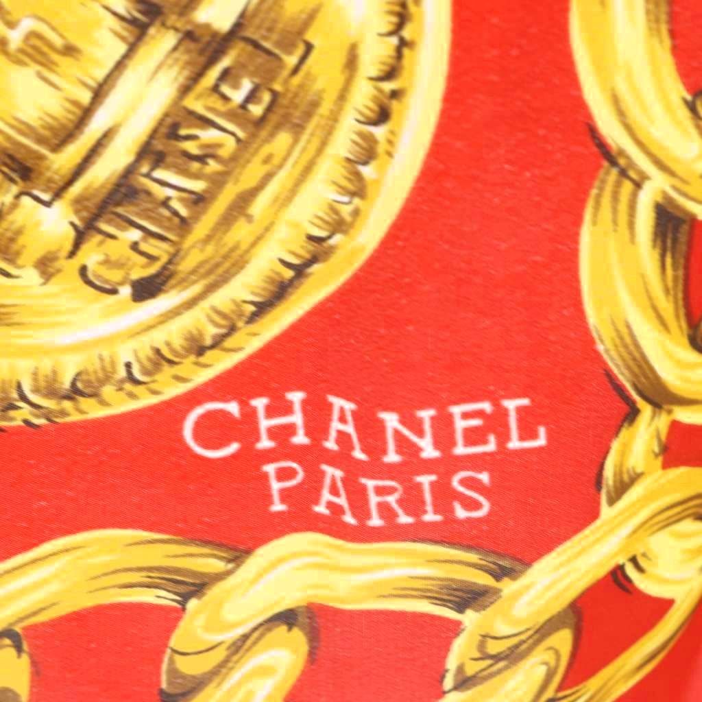 シャネル CHANEL スカーフ チェーンモチーフ ココマーク シルク レッド