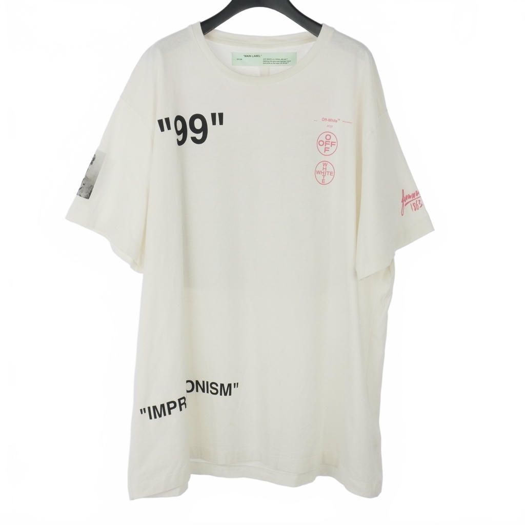 オフホワイト OFF WHITE Tシャツ カットソー 半袖 プリント コットン L 白 ホワイト OMAA38R19185011