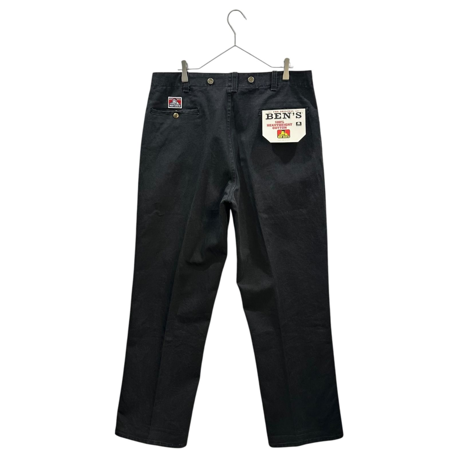BEN DAVIS(ベンデイビス) 80's~90's FRISCO PANTS - 100% Cotton Made in USA フリスコ パンツ W38 ブラック 80年代～90年代 裏無地 サスペンダーボタン 59,895円