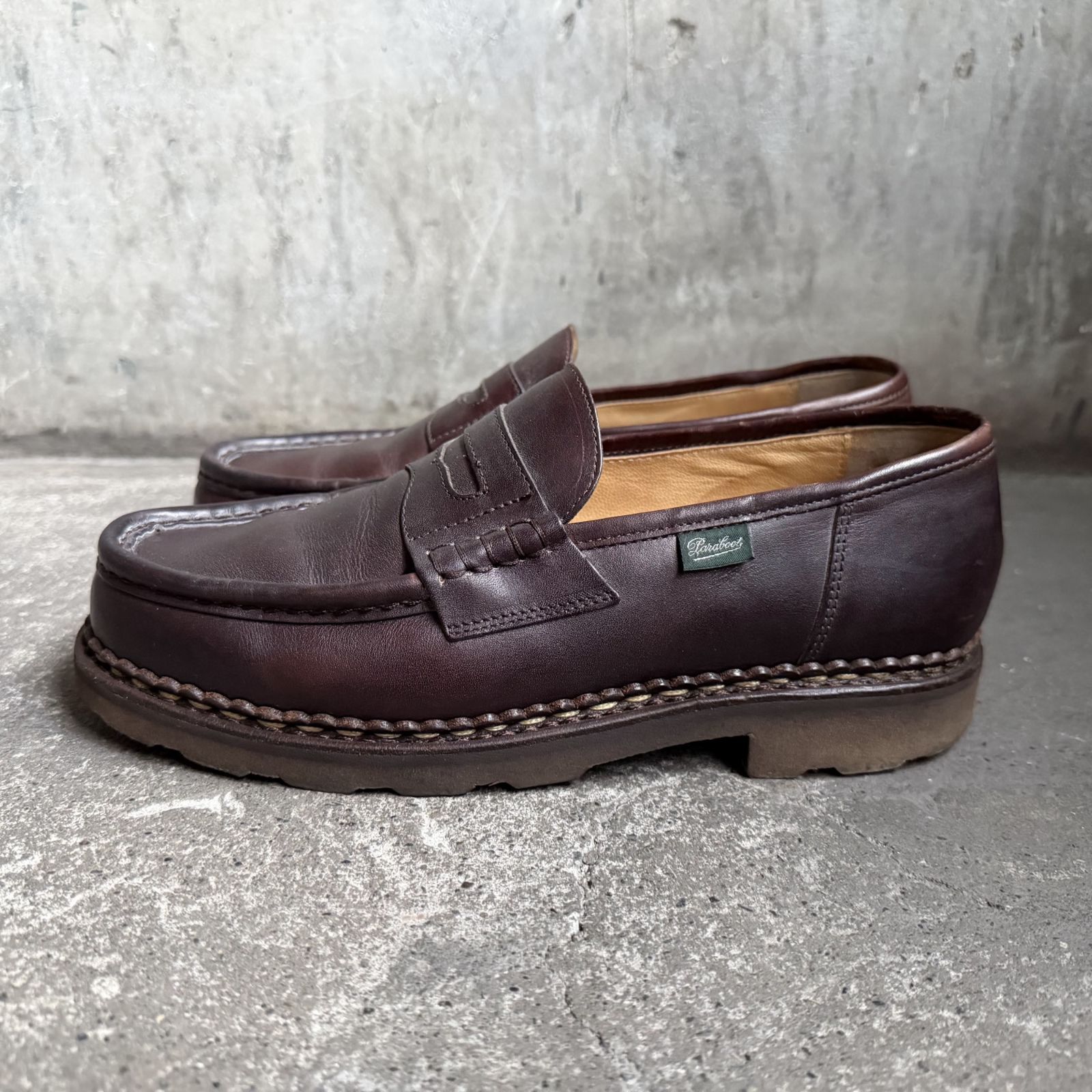 Paraboot REIMS ローファー MARCHEⅡソール ブラウン UK7 パラブーツ ランス レザーシューズ 革靴