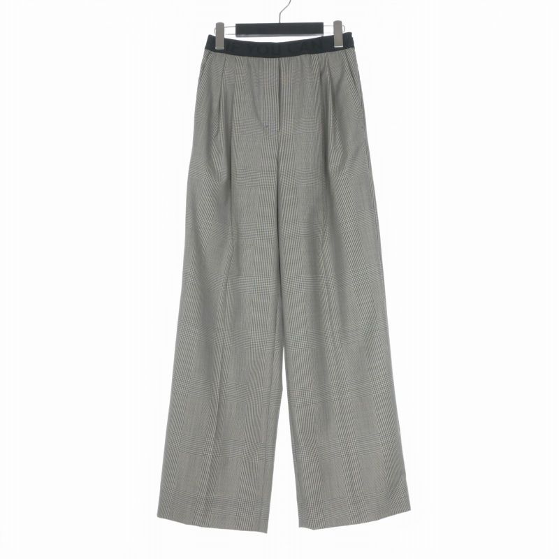 ドロシーシューマッハ DOROTHEE SCHUMACHER チェック ワイドパンツ スラックス センタープレス 1 グレー 74 03 03