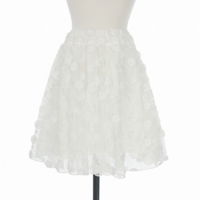 ブルマリン Blumarine チュール レース フラワー フレアスカート 40 ホワイト 白 190521706