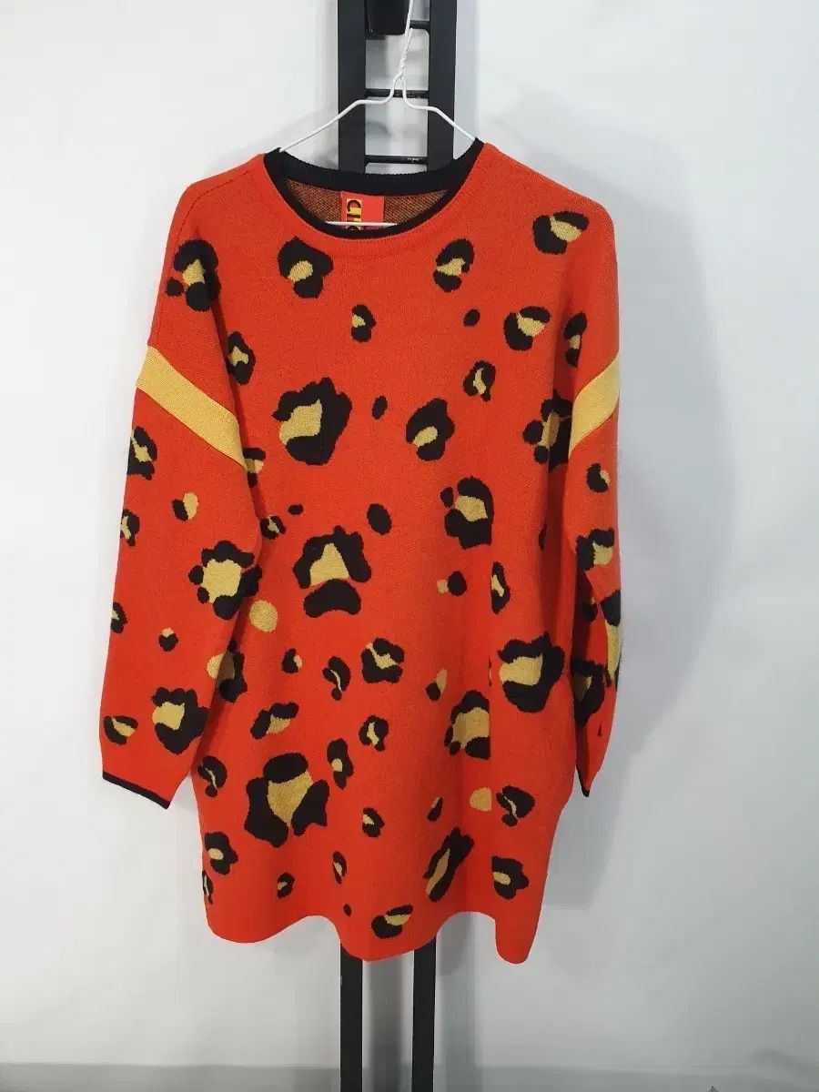 LUCKY CHOUETTE ラッキーシュエトゥ ニット ヒョウ柄 レオパード ウール ONE PIECE ワンピース セーター オレンジ F