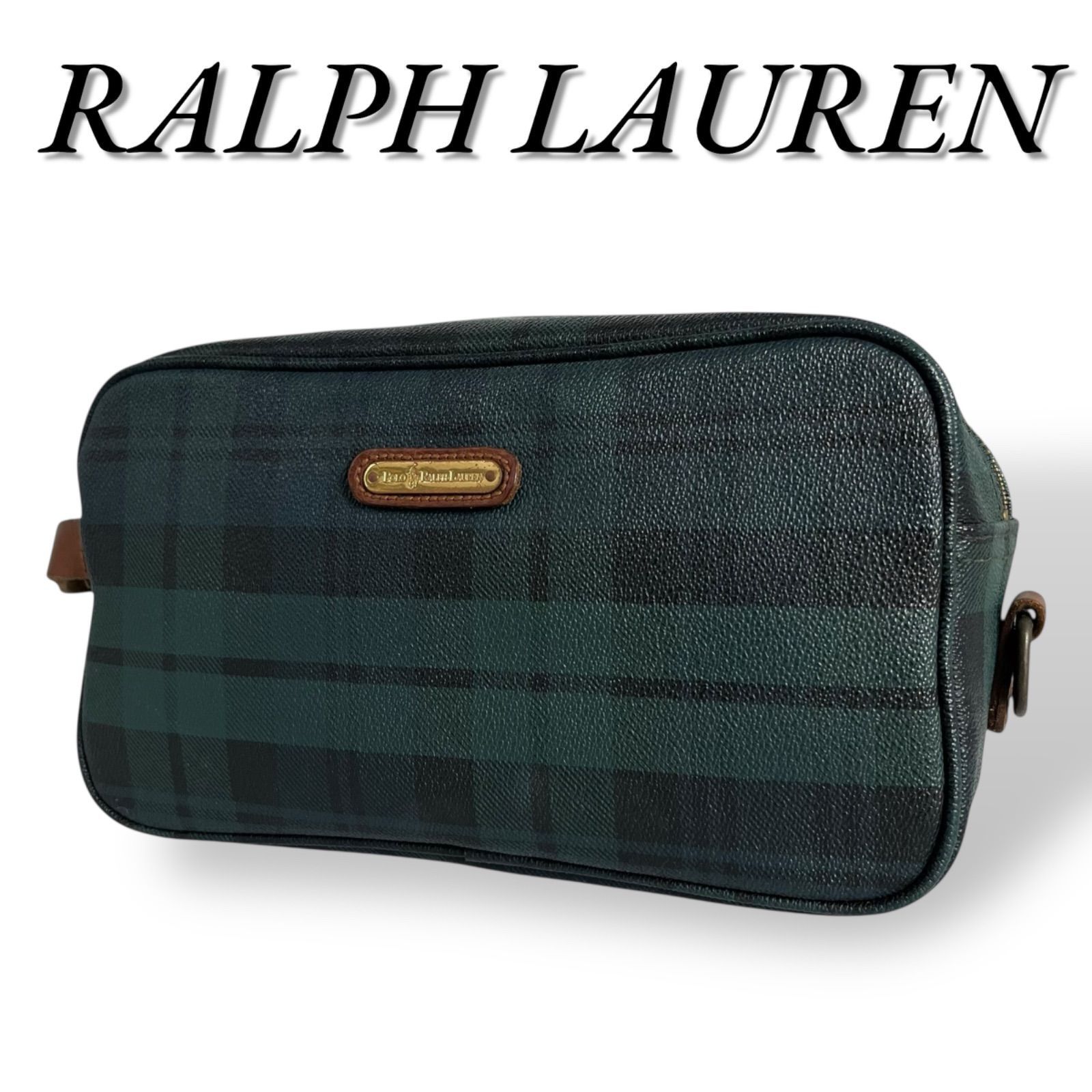 美品　RALPH LAUREN　450　マルチポーチ　サブバッグ　ネイビー　PVC　レザー