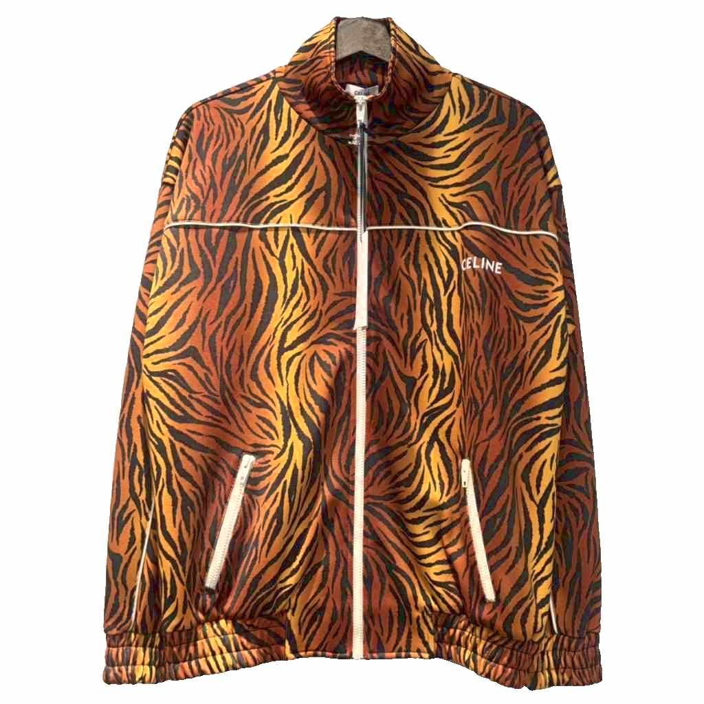 セリーヌ CELINE タイガー ジップアップ トラックジャケット Tiger ZIP UP SWEAT アニマル柄 ブルゾン XS ブラウン系 2Y654382Q