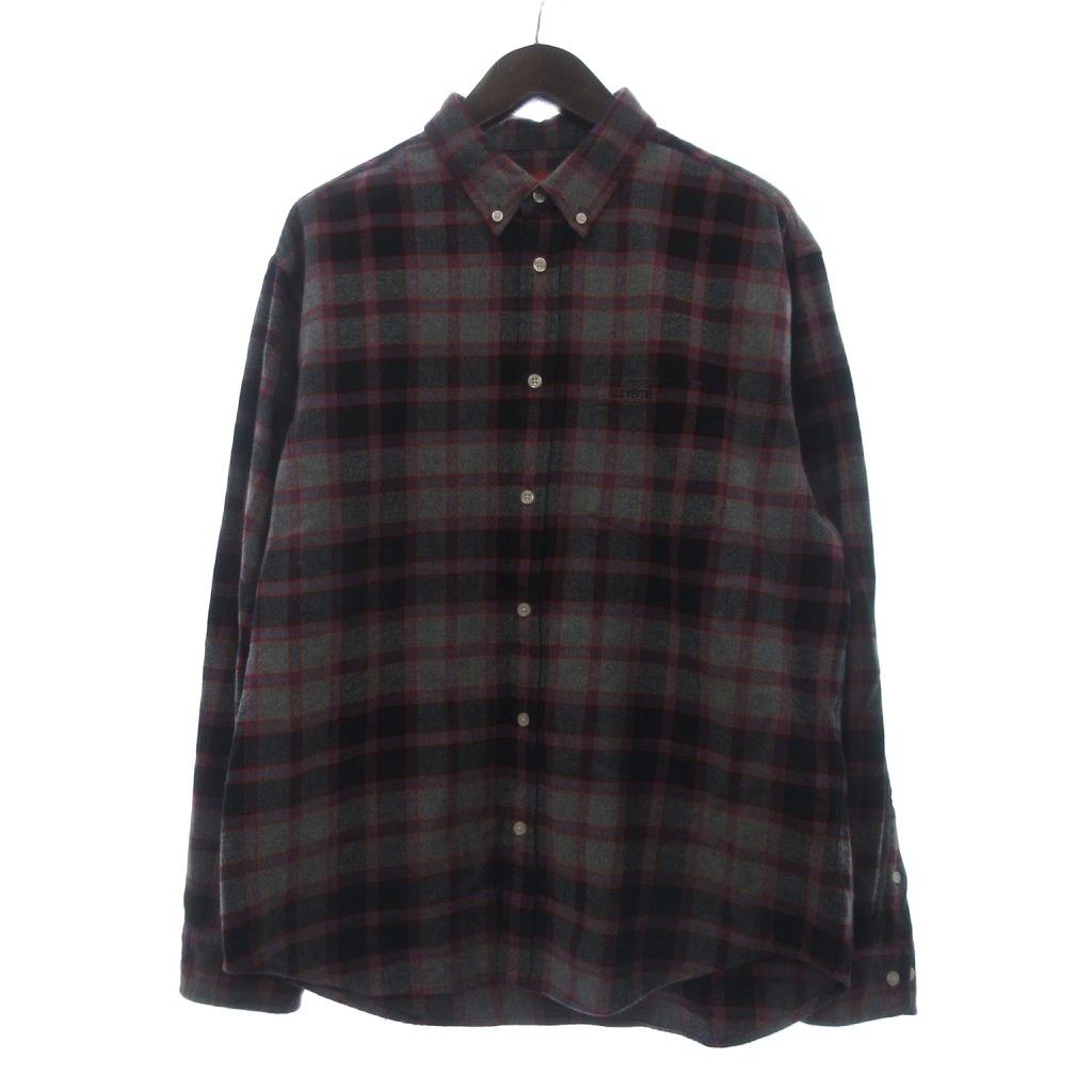 シュプリーム SUPREME Plaid Flannel Shirt フランネルシャツ ボタンダウン 長袖 チェック コットン 赤 灰色 レッド グレー M