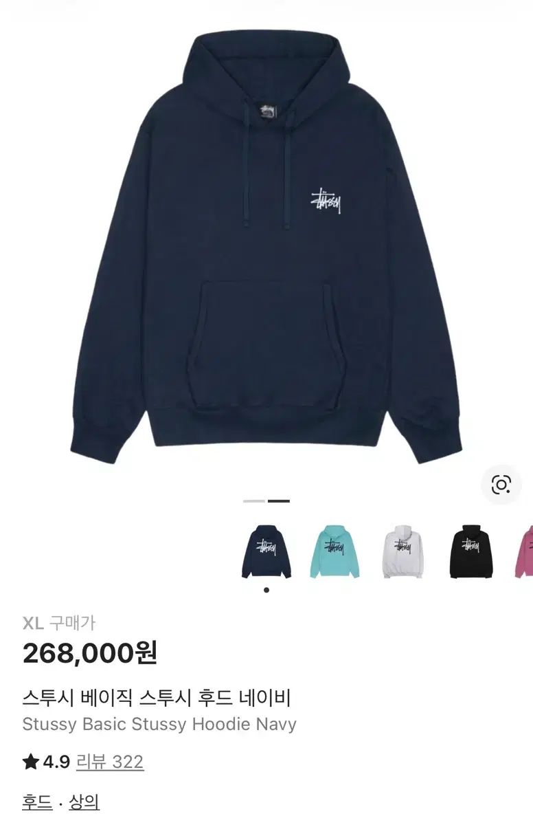 STUSSY ベーシック フーディー Tシャツ ネイビー XL