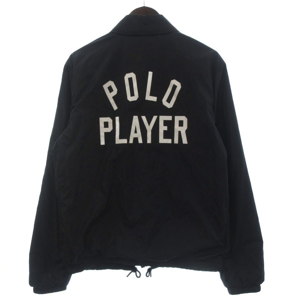 ポロ ラルフローレン POLO RALPH LAUREN コーチジャケット バックロゴ プリント 裏地ワッフル 長袖 XS 黒 ブラック