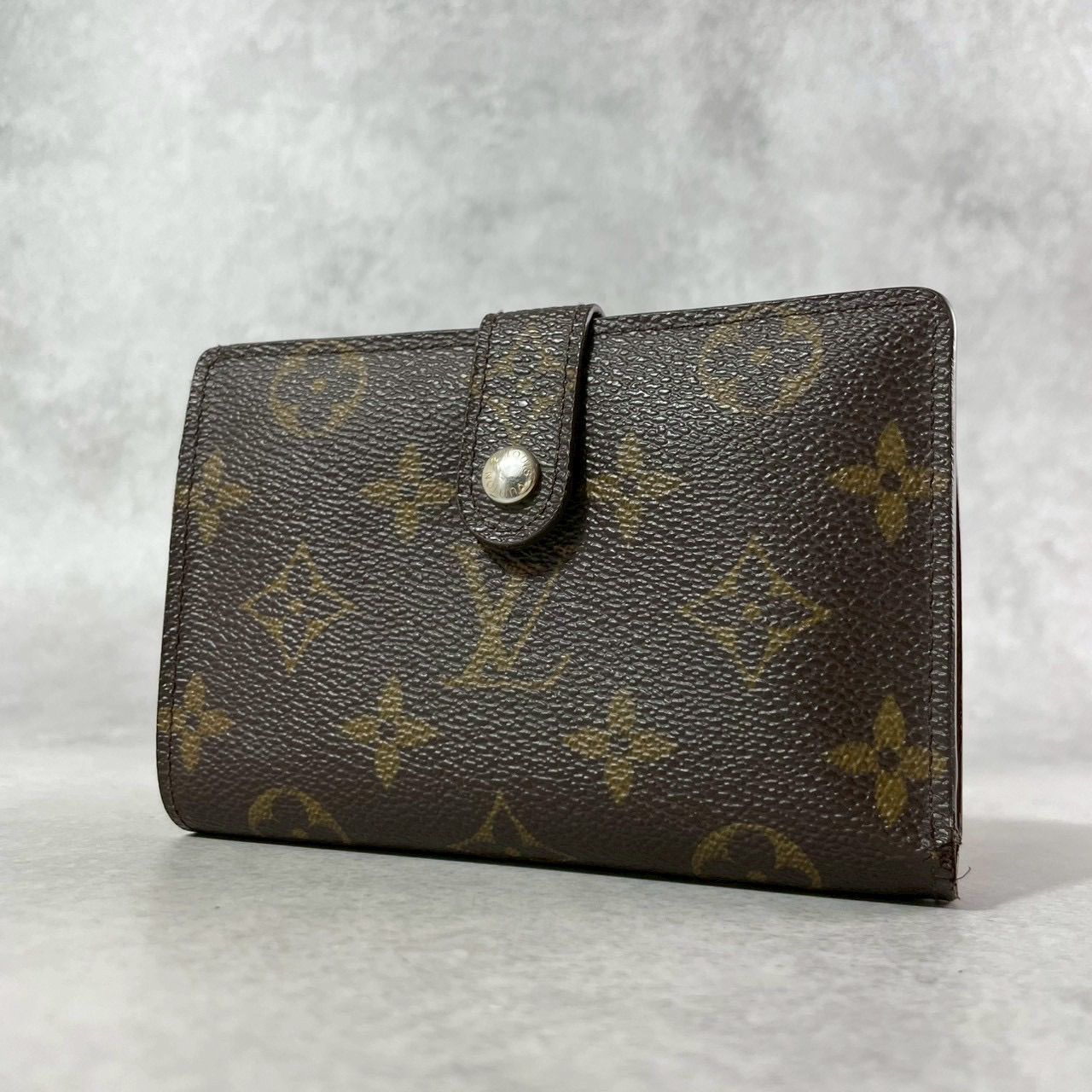 美品 LOUIS VUITTON ルイヴィトン モノグラム ポルトフォイユ ヴィエノワ ビエノワ がま口 財布 ウォレット カード コイン ゴールド金具 ブラウン PVC レザー メンズ レディース ユニセックス