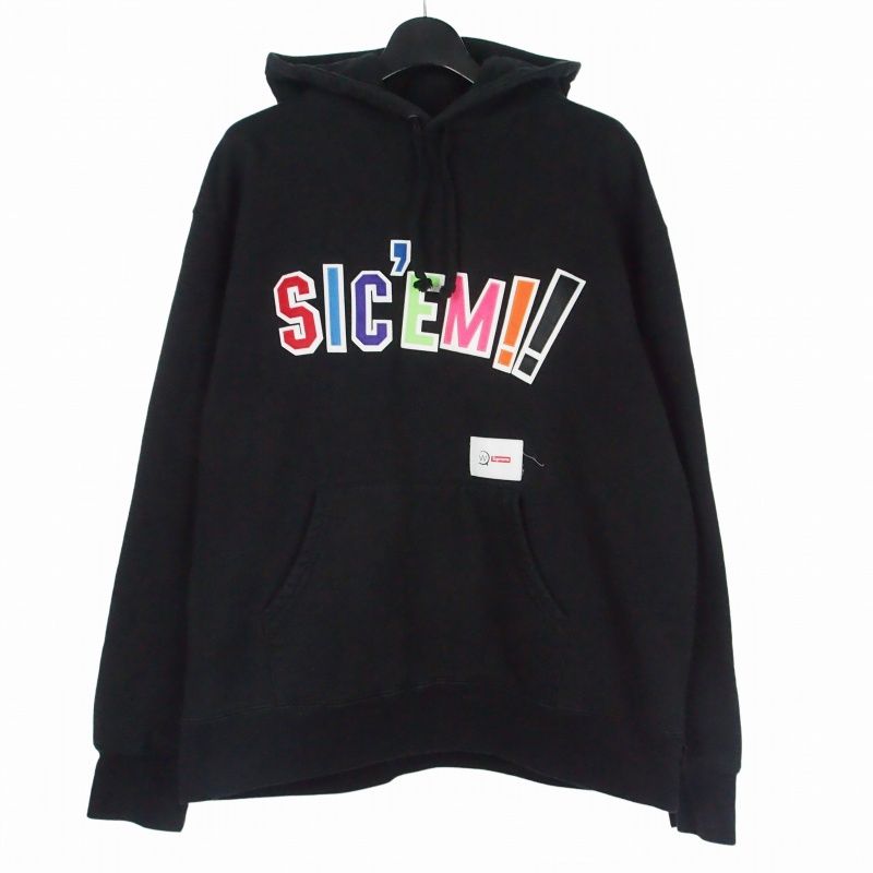 シュプリーム SUPREME × ダブルタップス WTAPS 21AW Sic'em! Hooded Sweatshirt フーディー パーカー L ブラック 黒