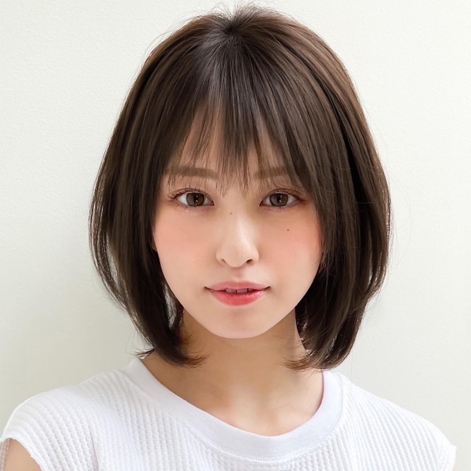 在庫処分 手植えI型つむじ リアル ショートボブ 女性かつら 人毛ミックス レディ 前髪 ウィッグ 自然 人気 EMMOR 抗菌
