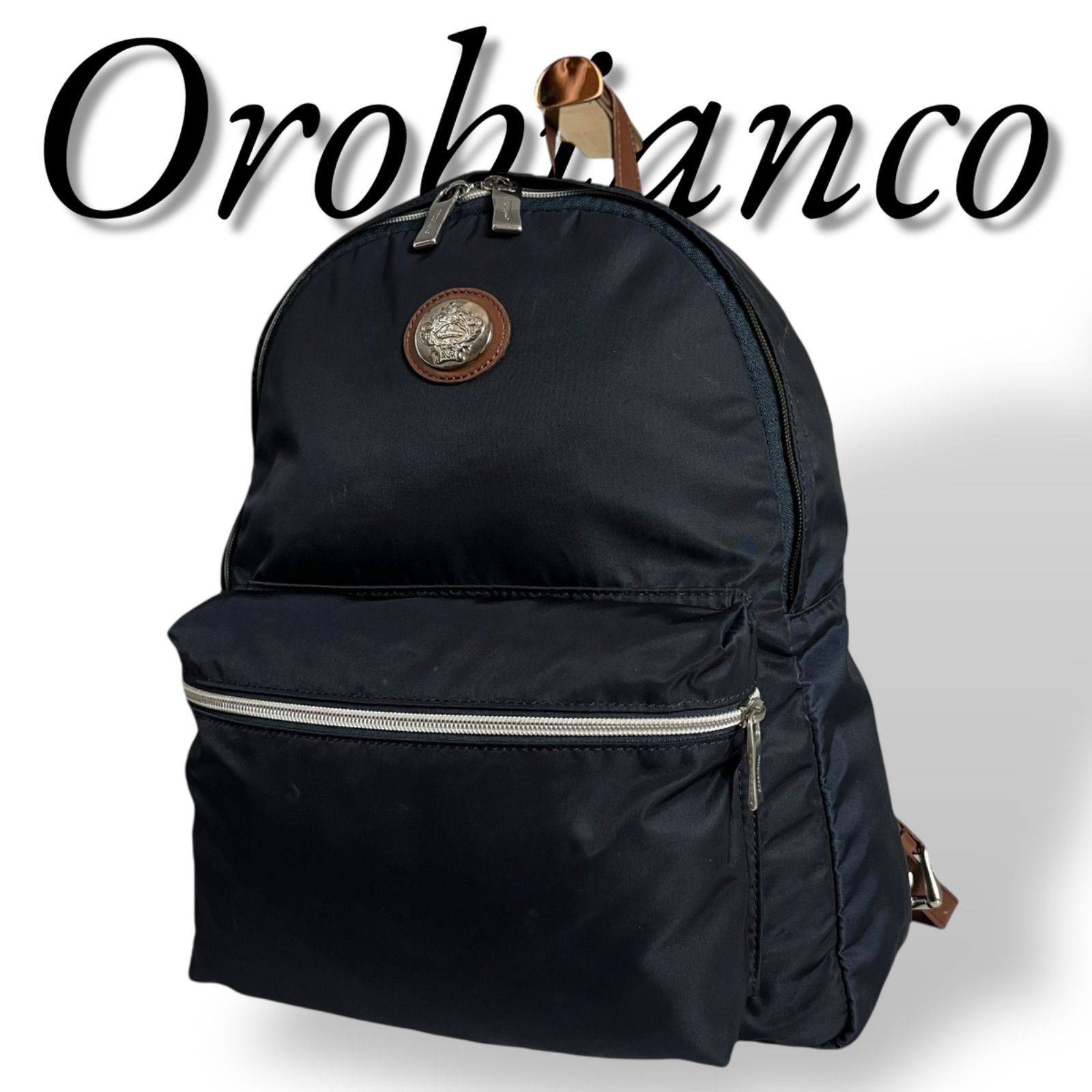 美品 orobianco 447 リュックサック バックパック ナイロン ネイビー 