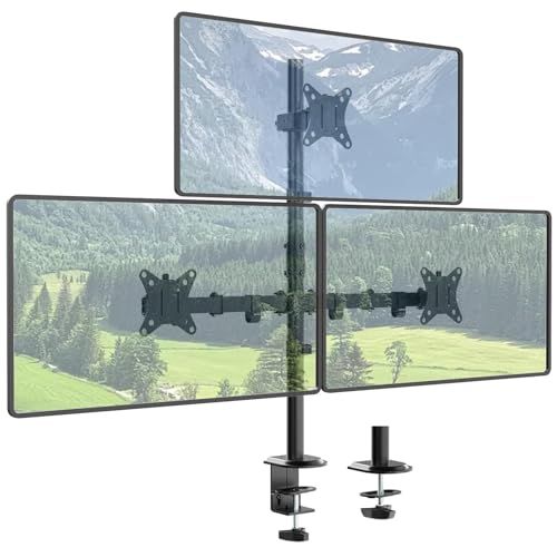 WORLDLIFT モニターアーム 3画面 17?35インチ対応 800mm ロングポール PC液晶ディスプレイアーム 耐荷重10kg グロメット式&クランプ式 角度調節 VESA対応 75x75/100x100mmt