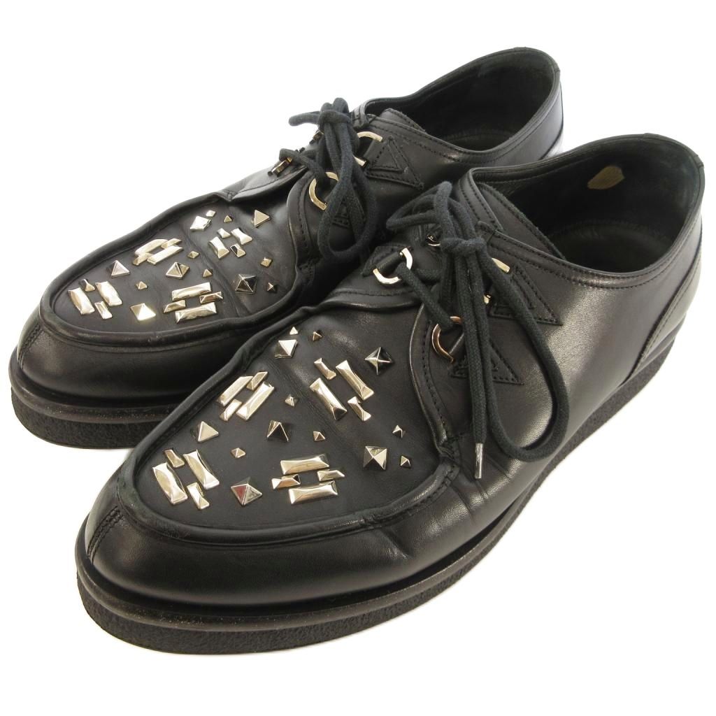 ヴァレンティノ ガラヴァーニ VALENTINO GARAVANI ロックスタッズ ローファー ブーツ レザー 黒 42 ■SK
