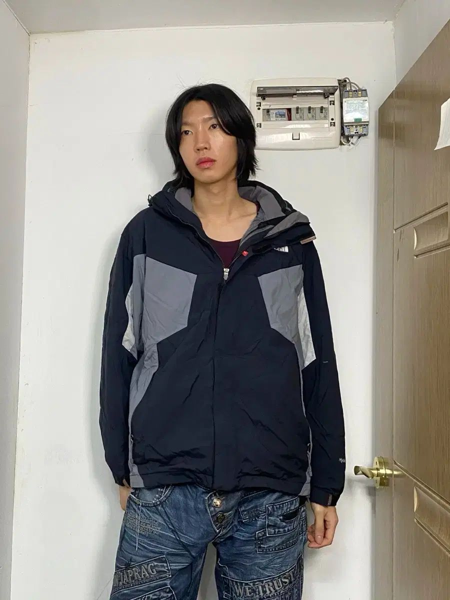 THE NORTH FACE ザノースフェイス ブラック バイカラー ハイベント ウィンドブレーカー M