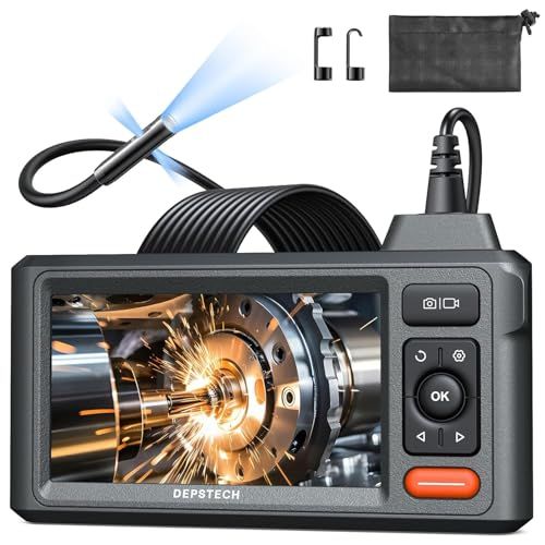 【2026年新型&トリプルレンズ】 DEPSTECH ファイバースコープ 5インチIPSモニター搭載 1080Pカメラ3つ 内視鏡カメラ IP67防水 7.9MM細型スコープ 充電式 スネークカメラ 8+1+1 高輝度LED搭載 巾着袋付属 062ec39c