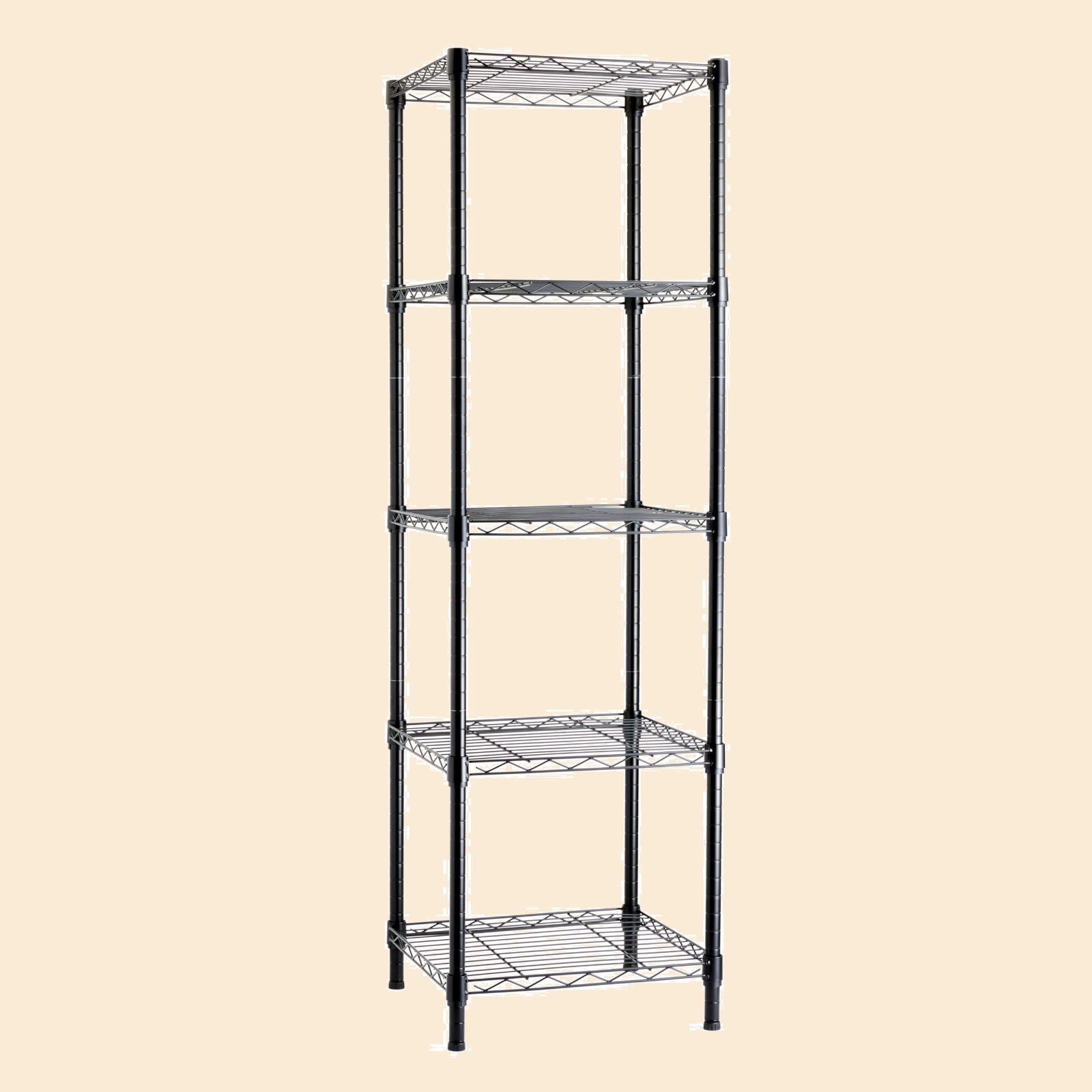 棚 メタルラック キッチンラック 5段スリムスチールラック 耐荷重340kg 幅41cm x 奥行41cm ベーシック x 高さ137cm ブラック