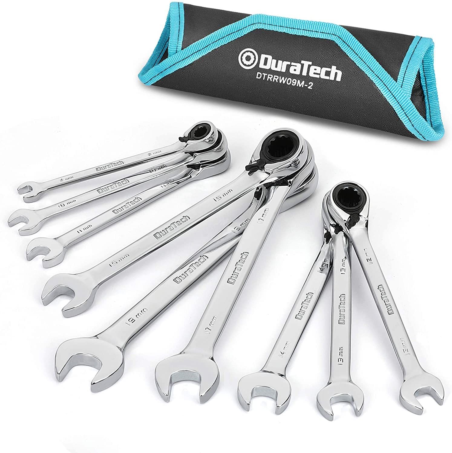 DURATECH コンビネーションレンチセット ラチェットレンチ スパナセット 両用ヘッド レンチセット スパナ ギアレンチ 方向切替可 鏡面仕上げ 8~19mm 9本組 自動車修理 メンテナンス DIY用 収納バッグ付き(沖縄・離島の方発送 7c0755fb